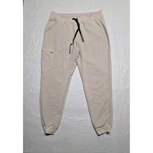 FIGS Women's High Waist Zamora Jogger Scrub Pants Beige Technical Collection